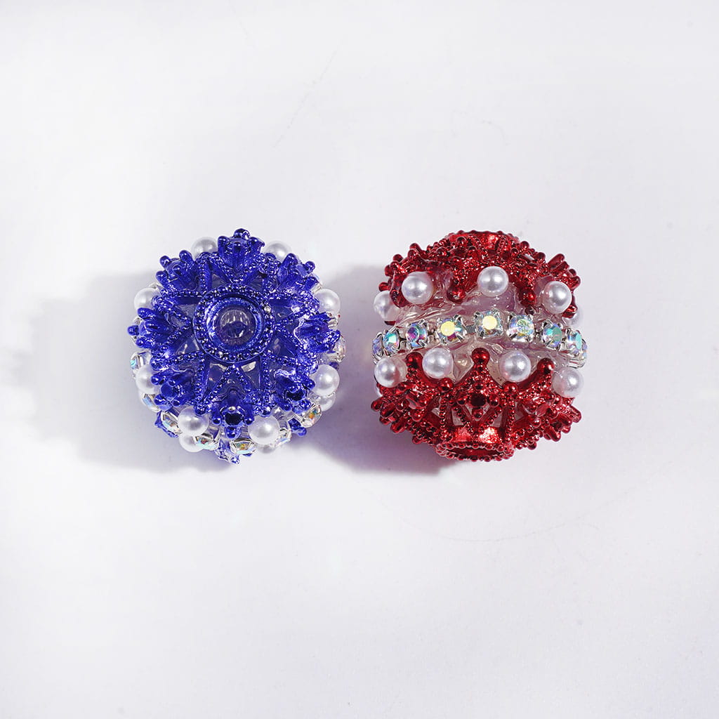Hand-Made Double-Layer Pearl with Metal Spacers, Sparkling AB Rhinestones Chain Acrylic Beads, 17MM, Multi-Color