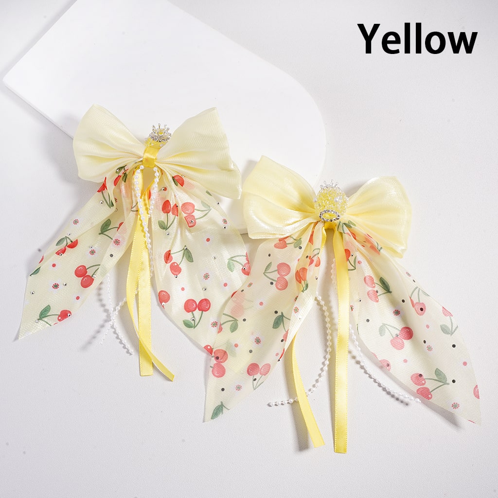 Fancy Silver Crown Fabric Bowtie & Pearl Chains Accessories with White Pearls, Shiny Cone Shape, Sugar Acrylic Beads Rhinestones, Random Mix