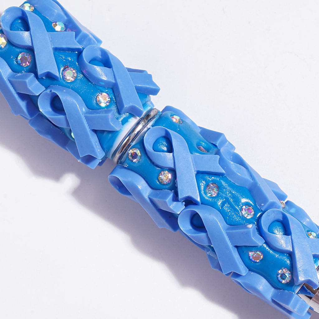 Vibrant Color Cancer Awareness Ribbons and Sparkling AB Rhinestones on a Multi-Color Base, Beadable Clay Pen