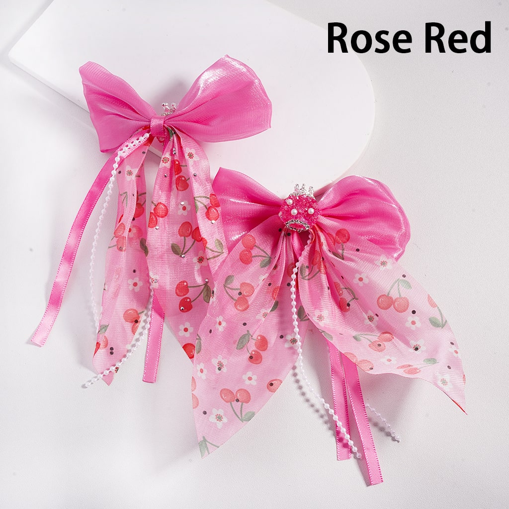 Fancy Silver Crown Fabric Bowtie & Pearl Chains Accessories with White Pearls, Shiny Cone Shape, Sugar Acrylic Beads Rhinestones, Random Mix