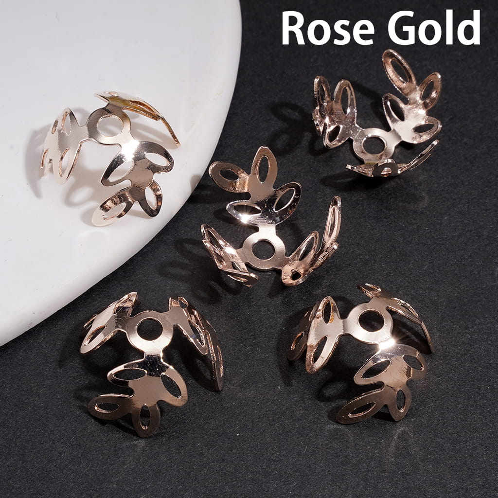 Bead Cages Leaf Shape, Alloy Bead Cap, Multi-Color (They Fit 16MM Beads)