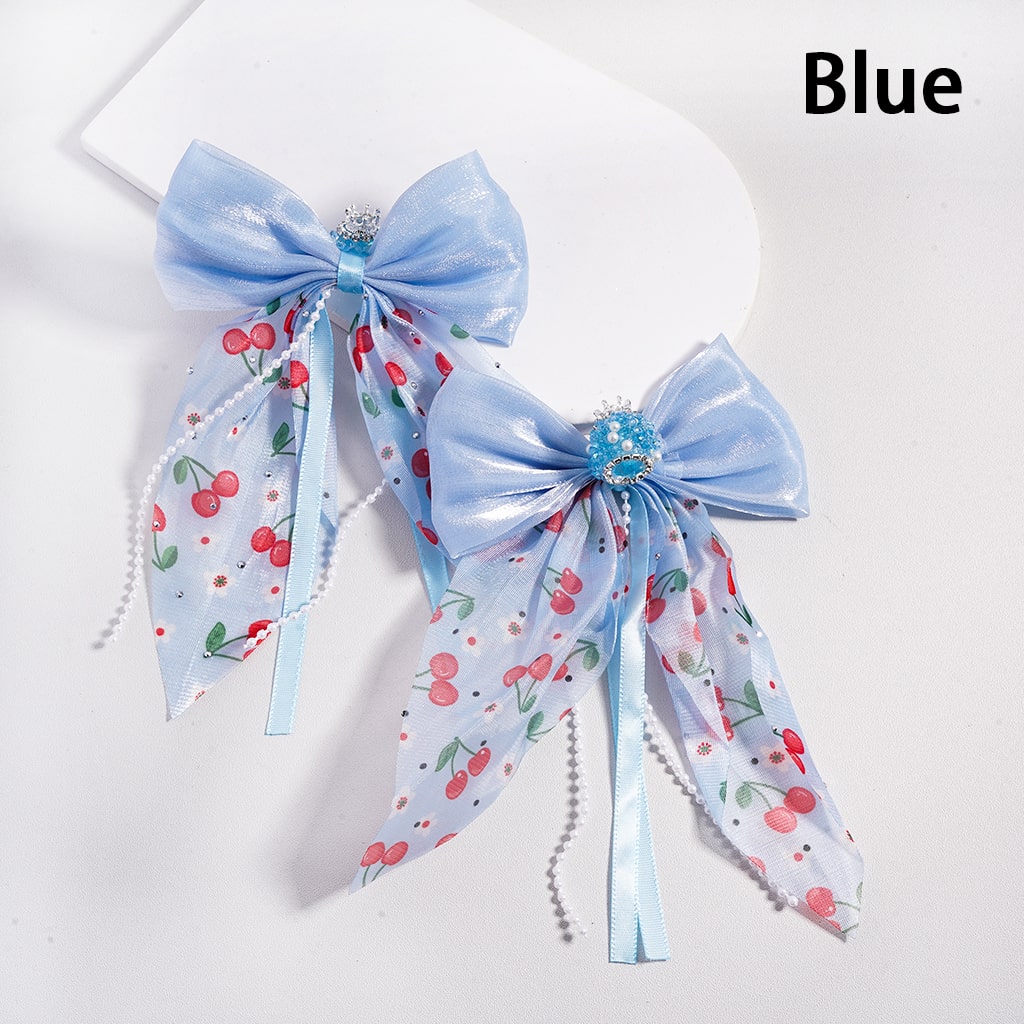 Fancy Silver Crown Fabric Bowtie & Pearl Chains Accessories with White Pearls, Shiny Cone Shape, Sugar Acrylic Beads Rhinestones, Random Mix