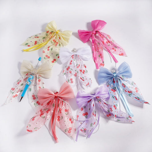 Fancy Silver Crown Fabric Bowtie & Pearl Chains Accessories with White Pearls, Shiny Cone Shape, Sugar Acrylic Beads Rhinestones, Random Mix