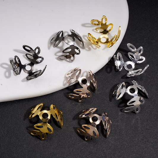 Alloy Bead Caps, Multi-Color Leaf Shape Bead Cages (They Fit 16MM Beads)