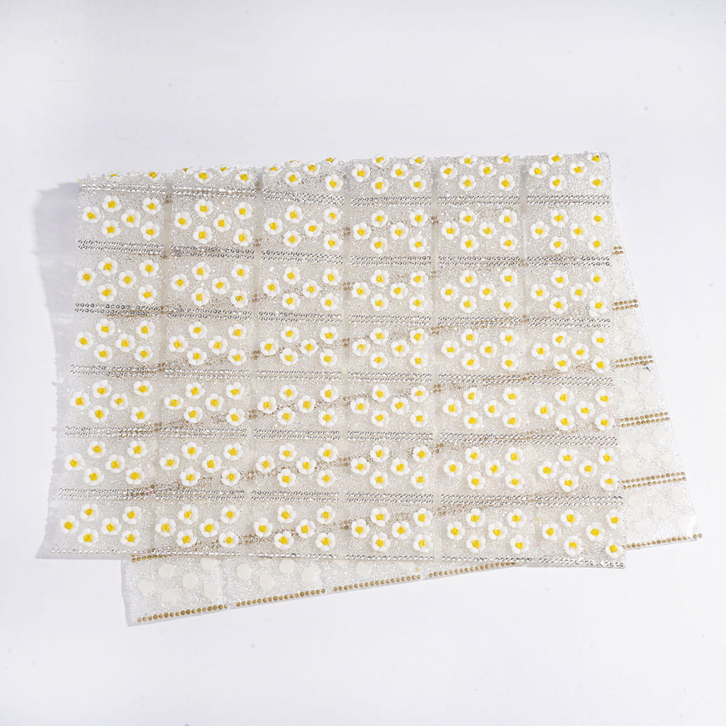 Adorable DIY Bling Wrap Tape Daisy Flower Designs with Cone-Shaped Rhinestones for Pens, Around 40*28MM (Small 84 Pieces in 1 Sheet)