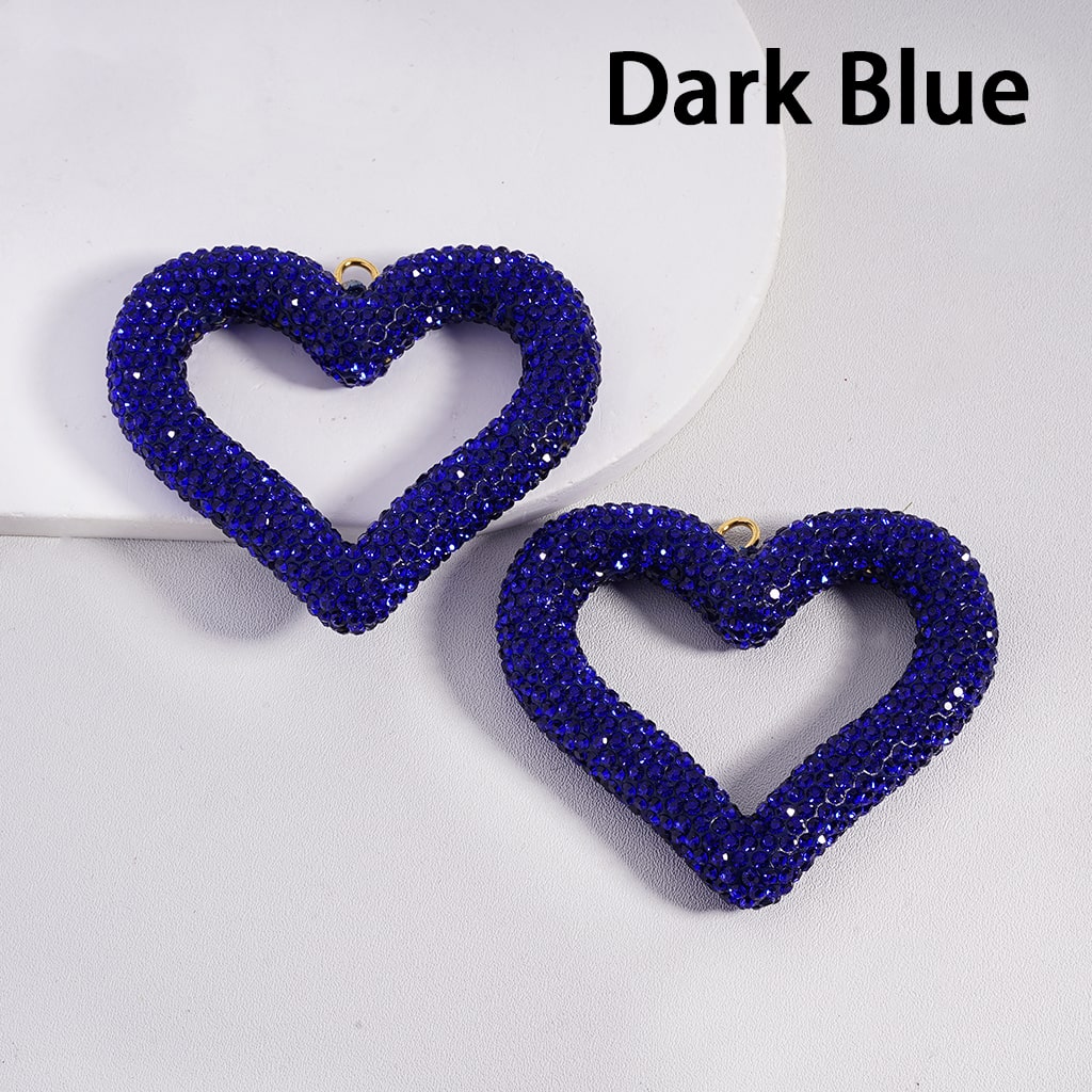 Glitter Rhinestone Heart Shape Clay Beads Pendant Charms, Jewelry Accessories Random Mix,  56*67MM