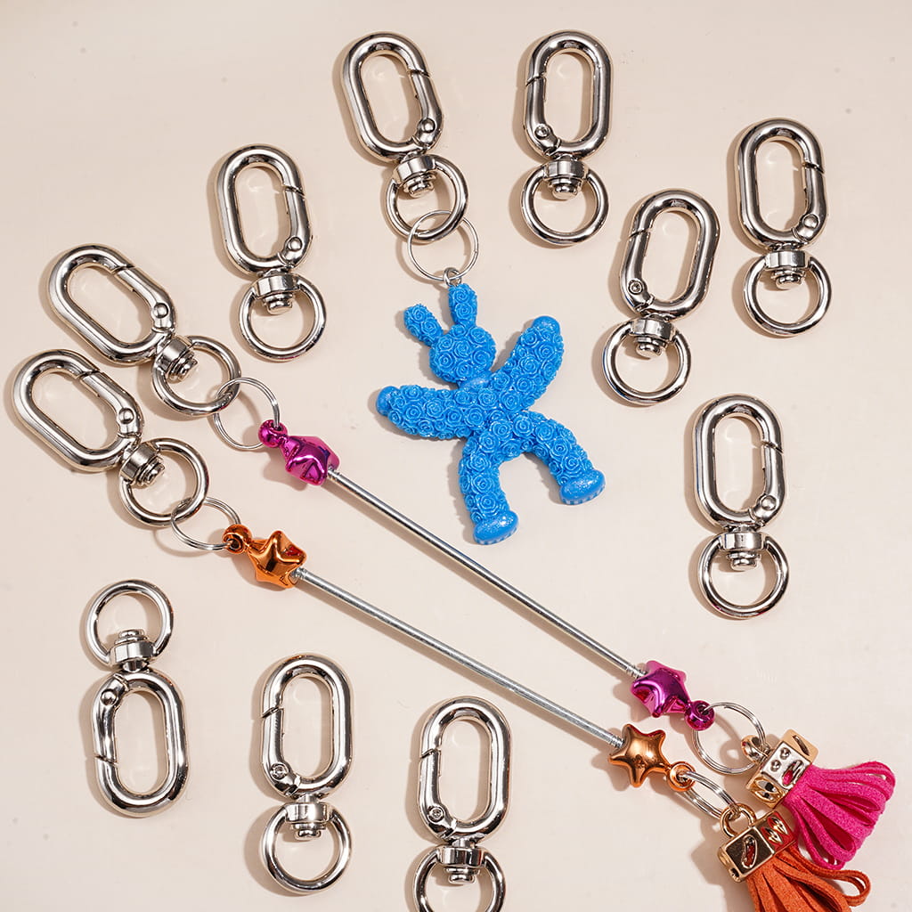 Silver Metal Swivel Clasp, Spring Snap Hooks Open Buckle Keychain Clip for Hanging Items, Silver and Gold