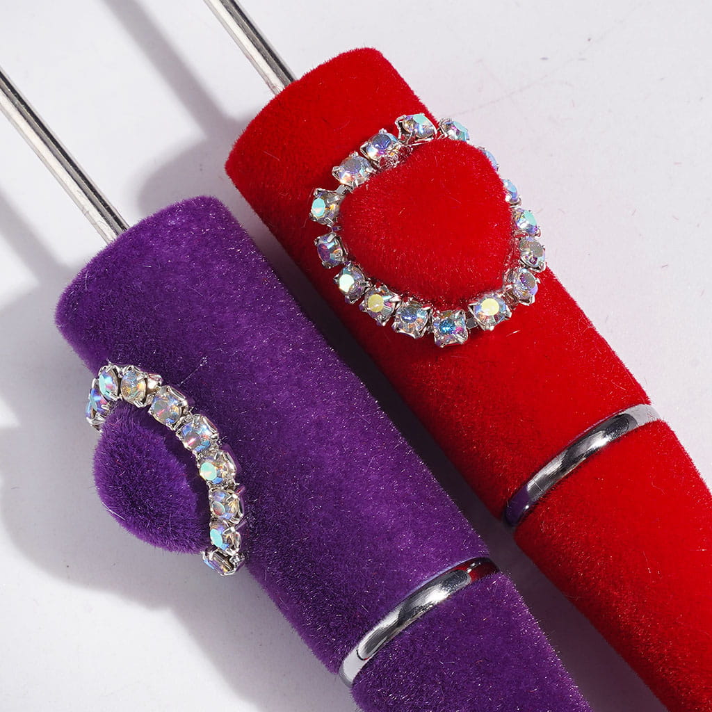Cute Fluffy Flocked Heart Designs with AB Rhinestone Chains Fully Covered Handcrafted Beadable Pens, Multi-Color