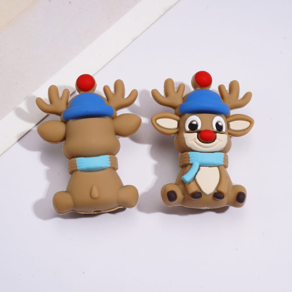 Silicone Focal Beads 3D Winter Christmas Theme, Animals, Snowflake & Snowman