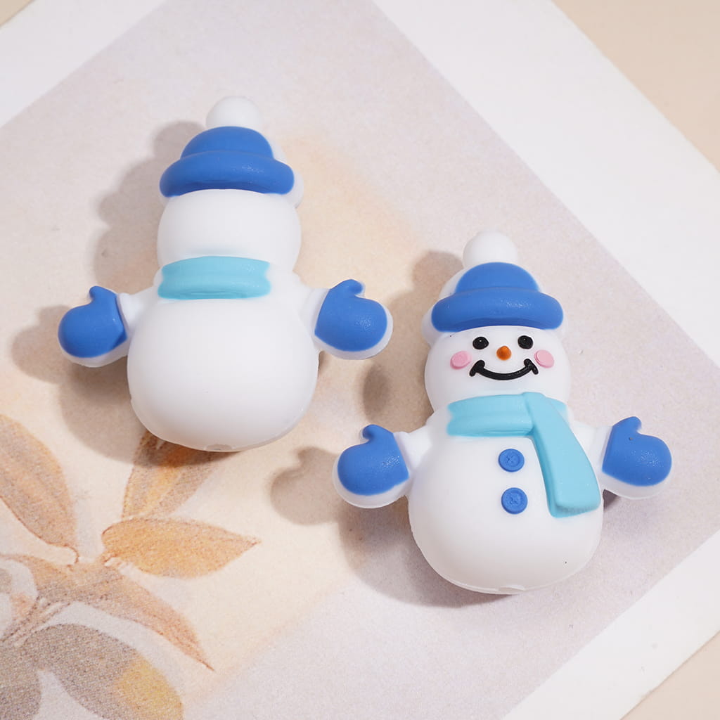 Silicone Focal Beads 3D Winter Christmas Theme, Animals, Snowflake & Snowman
