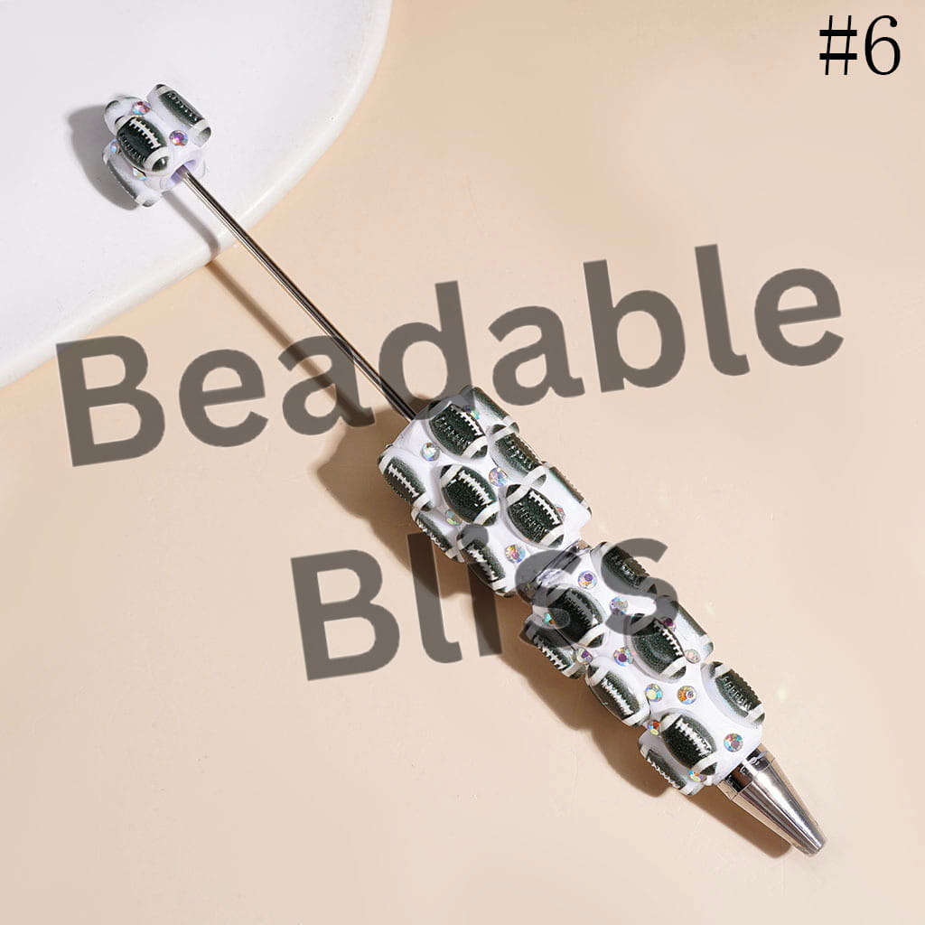 Beadable Clay Pens with Various Colors American Football and AB Rhinestones