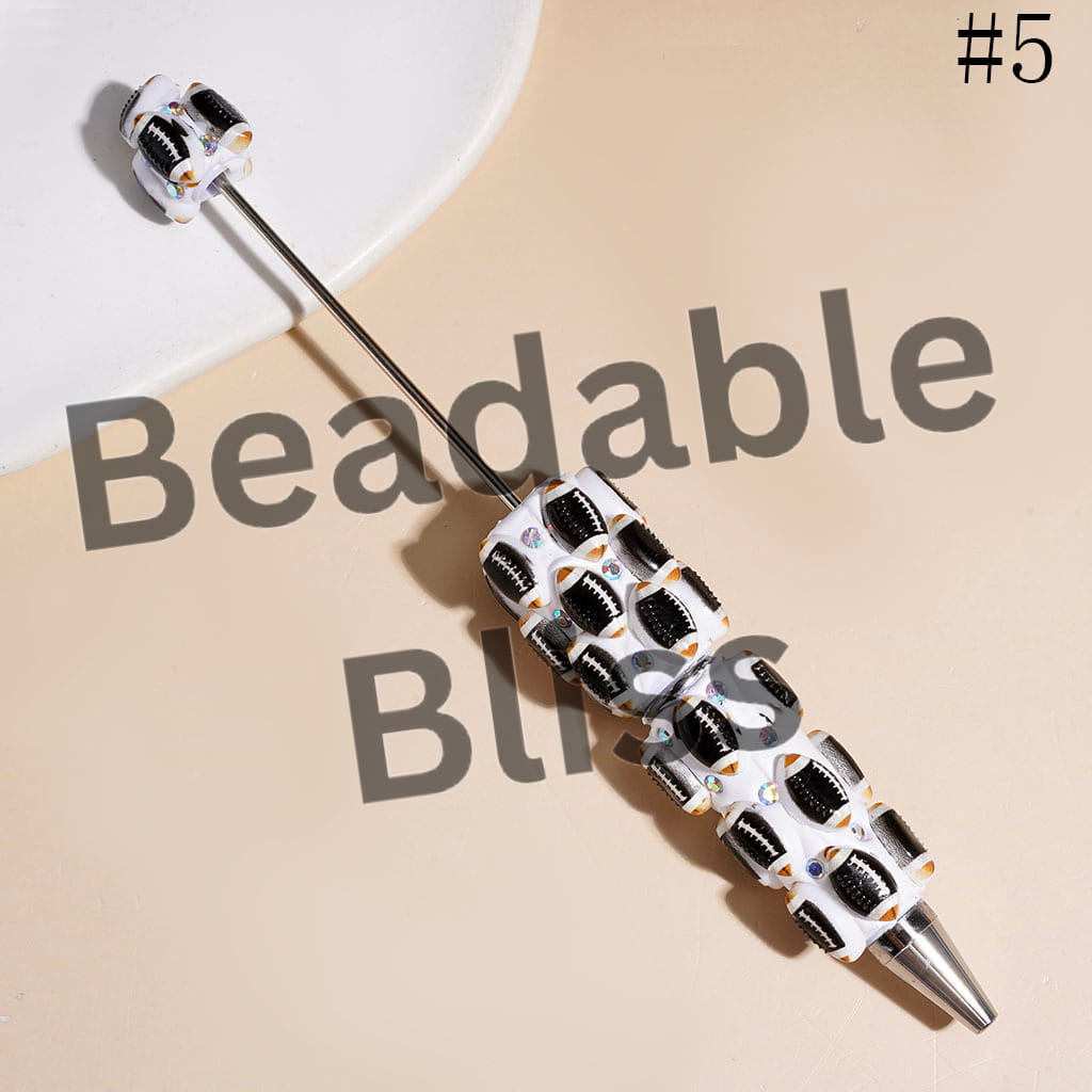 Beadable Clay Pens with Various Colors American Football and AB Rhinestones