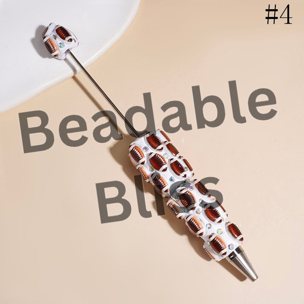 Beadable Clay Pens with Various Colors American Football and AB Rhinestones