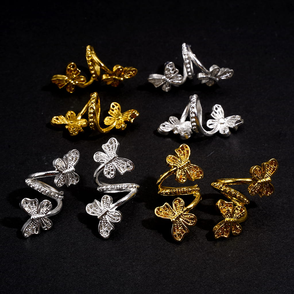 Trendy Twisted Spiral Alloy Beads with Butterfly Design, Large Hole, Jewelry Accessories, Gold & Silver