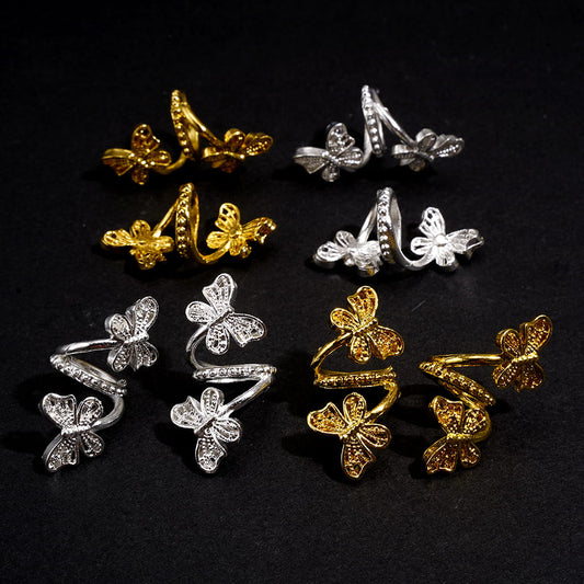 Butterfly Design Trendy Twisted Spiral Alloy Beads, Gold & Silver Large Hole Jewelry Accessories
