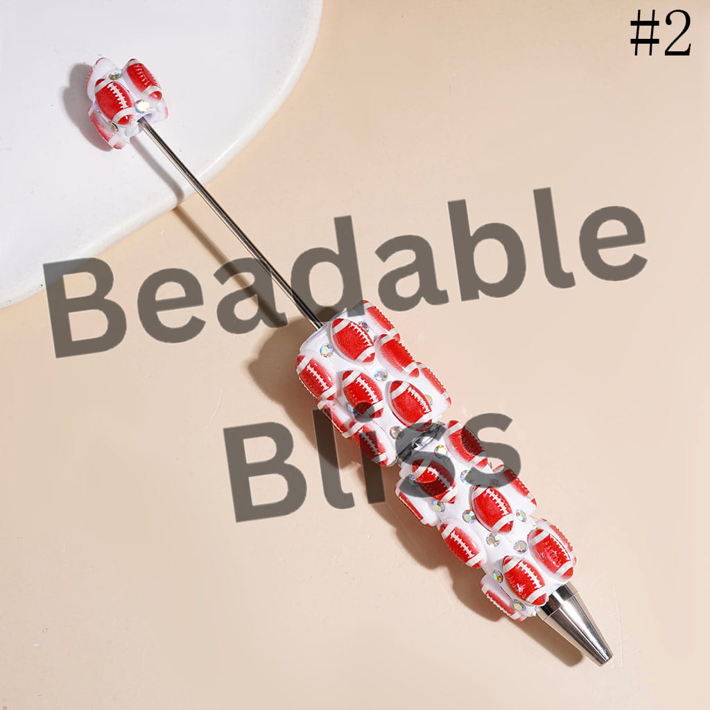 Beadable Clay Pens with Various Colors American Football and AB Rhinestones