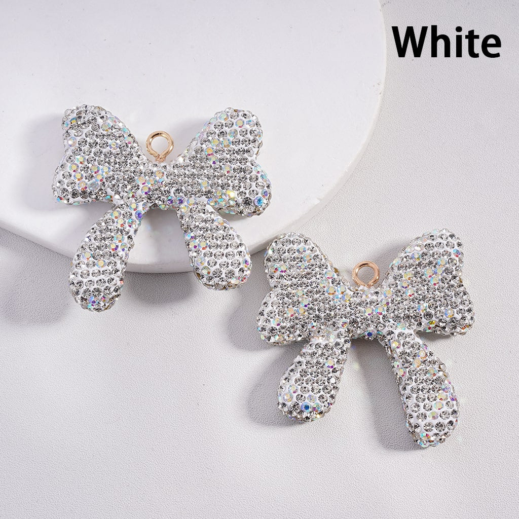 Bowtie & Butterfly Clay Beads Pendants with Rhinestones, Random Mix 50MM Width