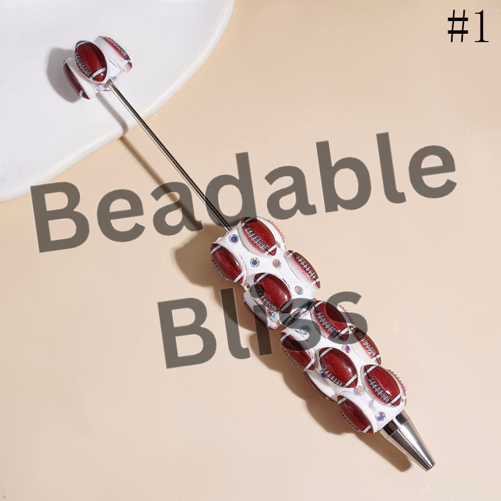 Beadable Clay Pens with Various Colors American Football and AB Rhinestones