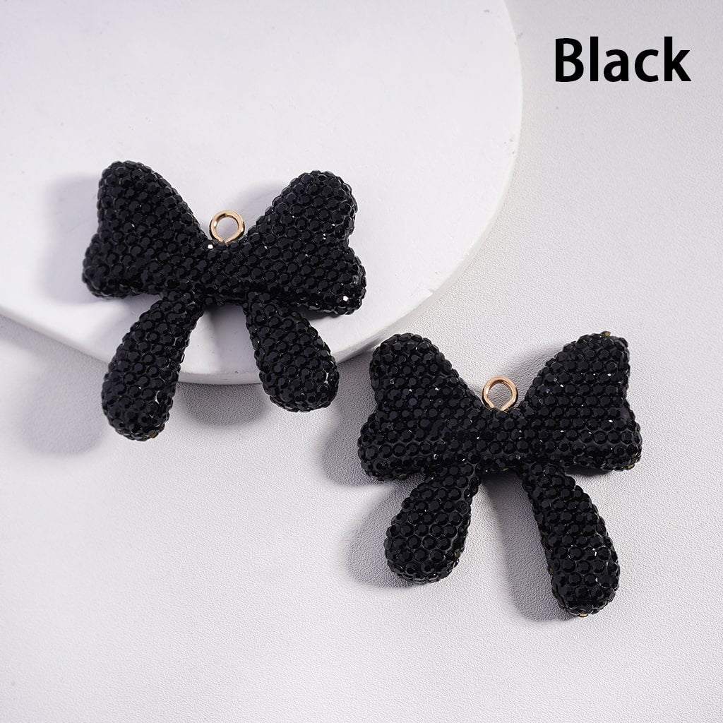 Bowtie & Butterfly Clay Beads Pendants with Rhinestones, Random Mix 50MM Width