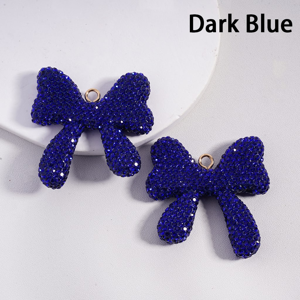 Bowtie & Butterfly Clay Beads Pendants with Rhinestones, Random Mix 50MM Width