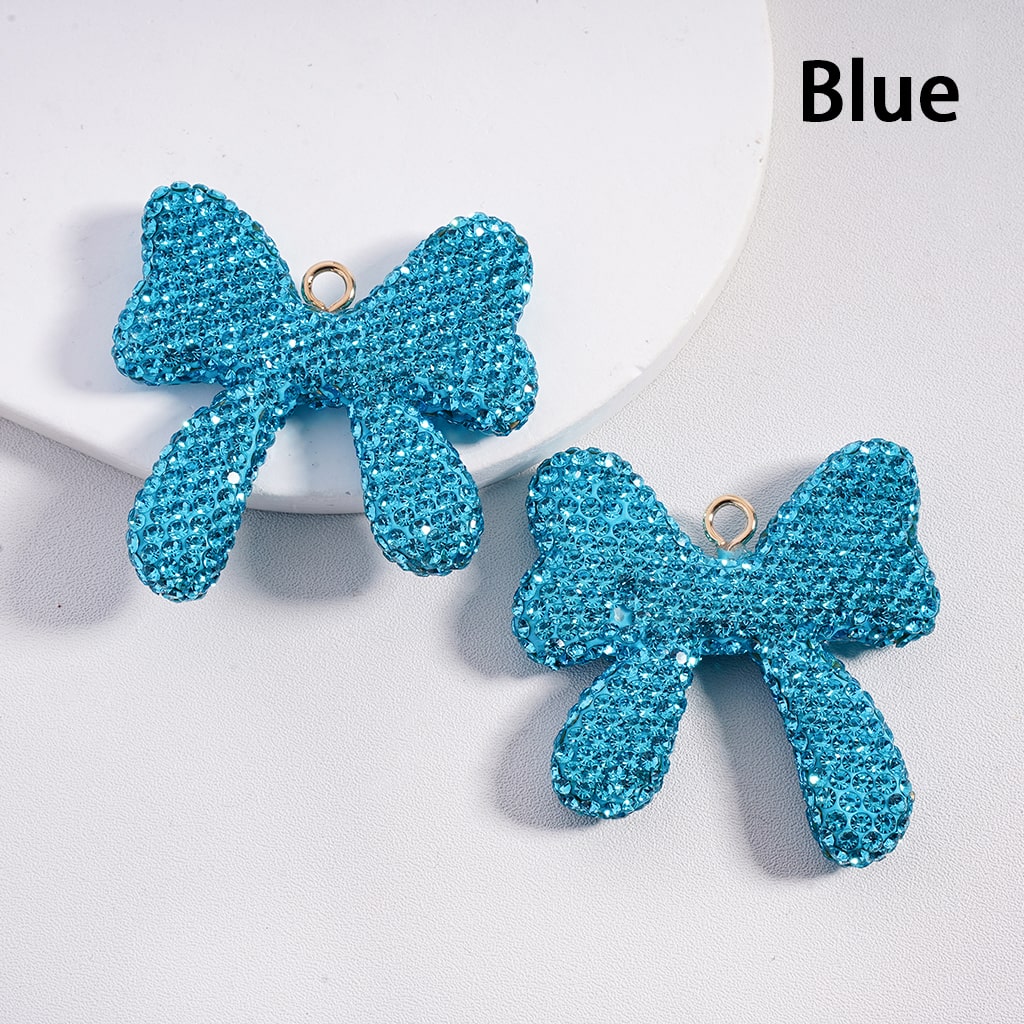 Bowtie & Butterfly Clay Beads Pendants with Rhinestones, Random Mix 50MM Width