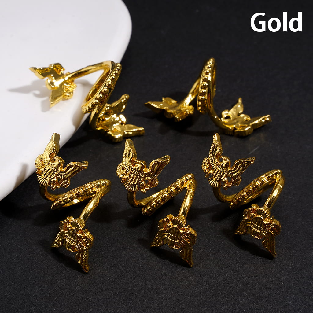 Trendy Twisted Spiral Metal Beads with American Bald Eagle in Patriotic Theme, Large Hole, Jewelry Accessories, Gold & Silver