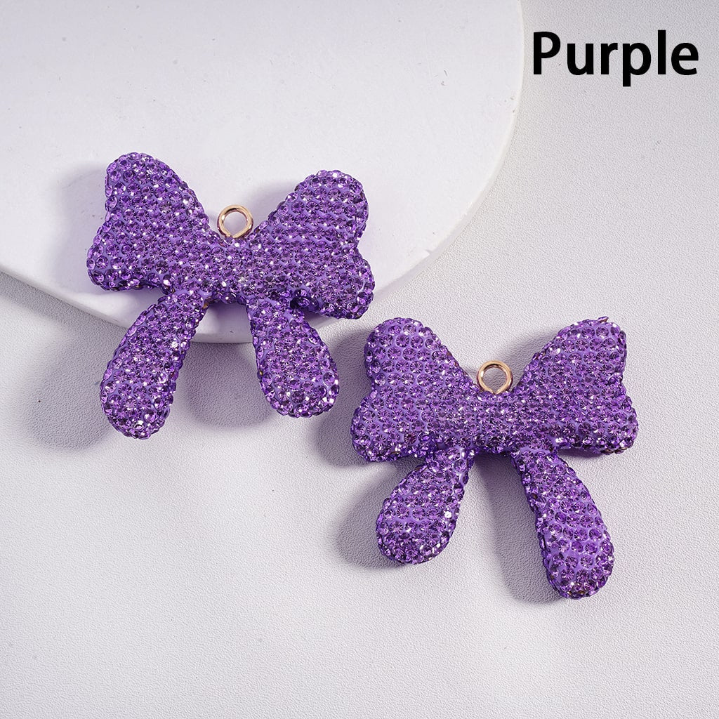 Bowtie & Butterfly Clay Beads Pendants with Rhinestones, Random Mix 50MM Width