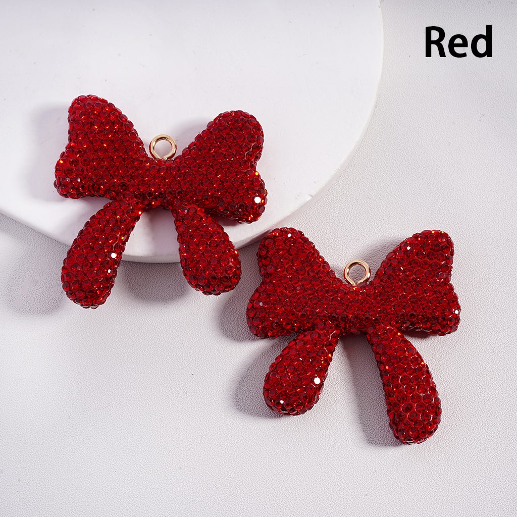 Bowtie & Butterfly Clay Beads Pendants with Rhinestones, Random Mix 50MM Width