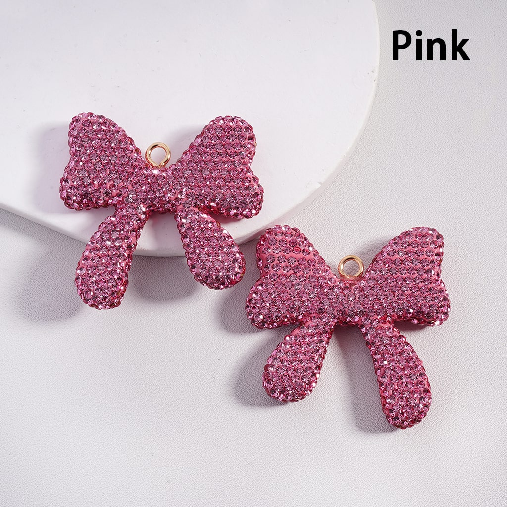 Bowtie & Butterfly Clay Beads Pendants with Rhinestones, Random Mix 50MM Width