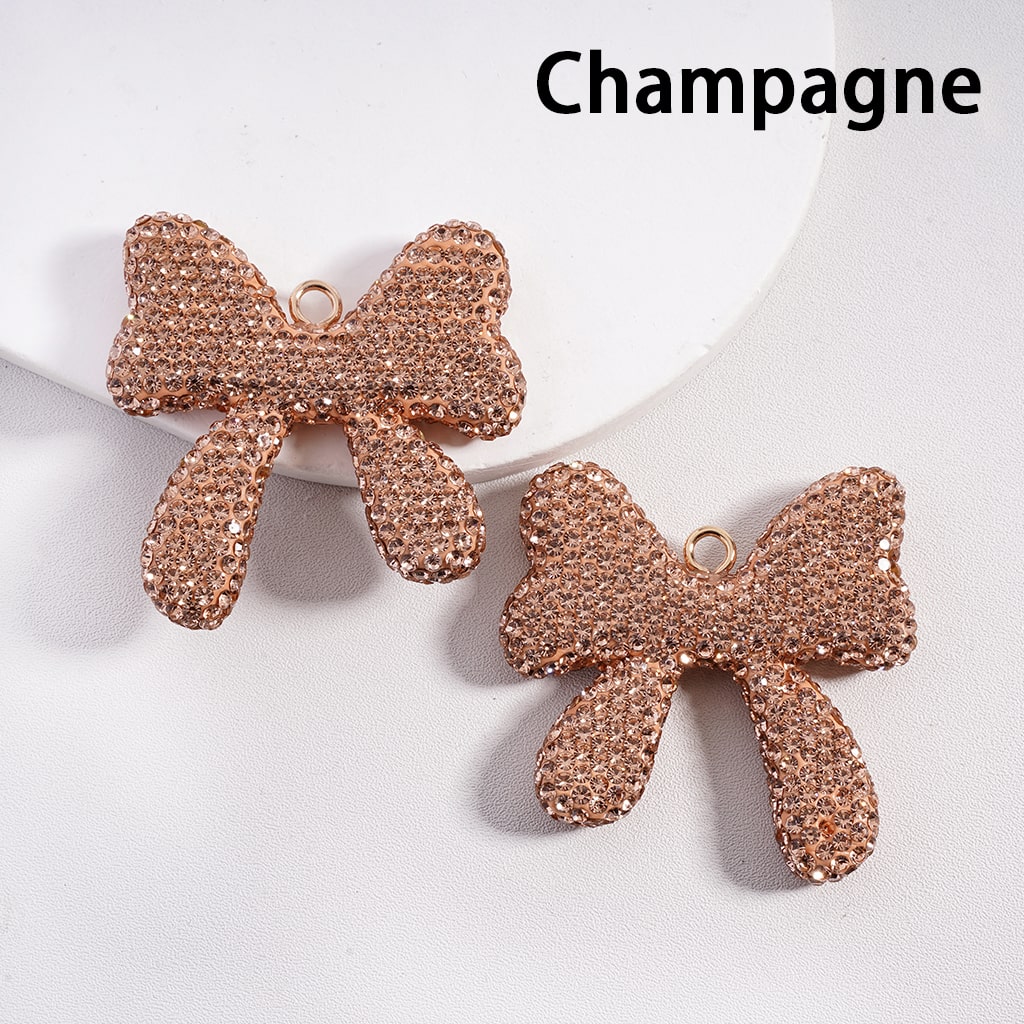 Bowtie & Butterfly Clay Beads Pendants with Rhinestones, Random Mix 50MM Width