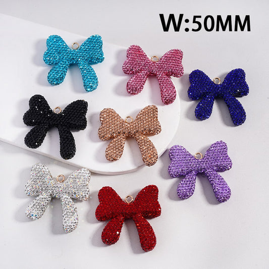 Bowtie & Butterfly Clay Beads Pendants with Rhinestones, Random Mix 50MM Width