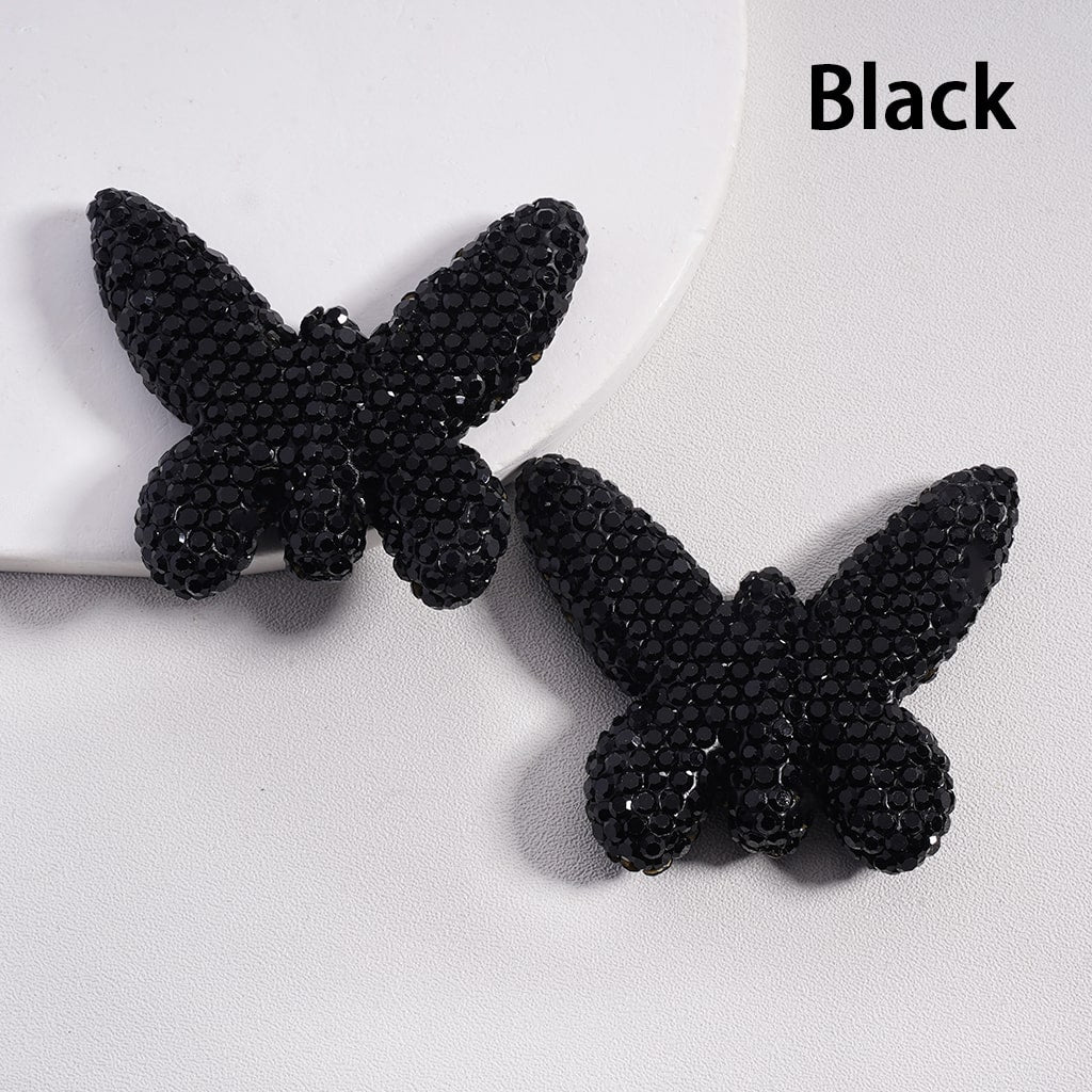 Colorful Butterfly Shape Clay Beads Covered with Rhinestones, Random Mix, 42*49 MM