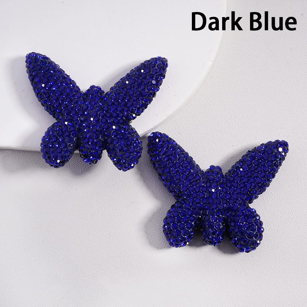 Colorful Butterfly Shape Clay Beads Covered with Rhinestones, Random Mix, 42*49 MM