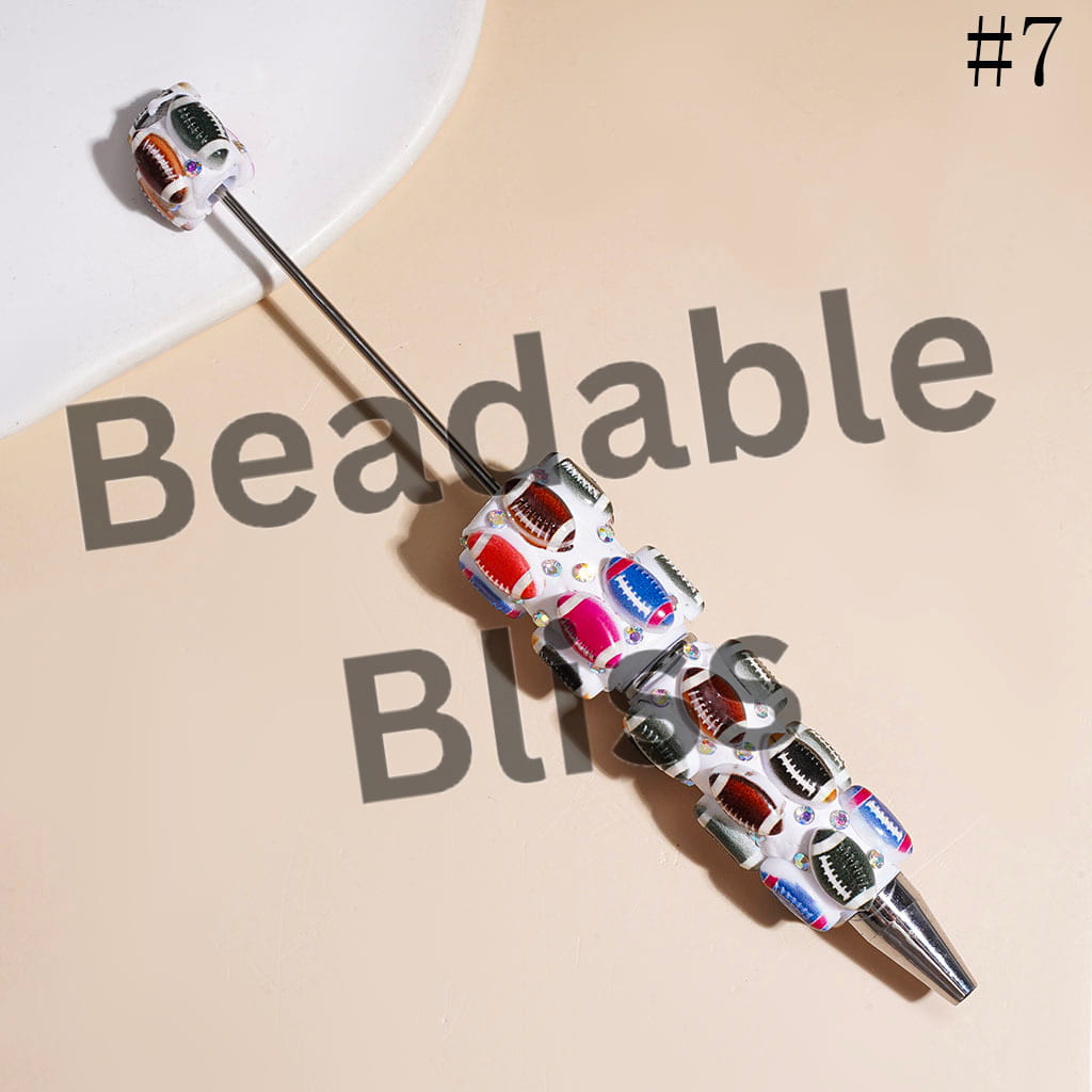 Beadable Clay Pens with Various Colors American Football and AB Rhinestones