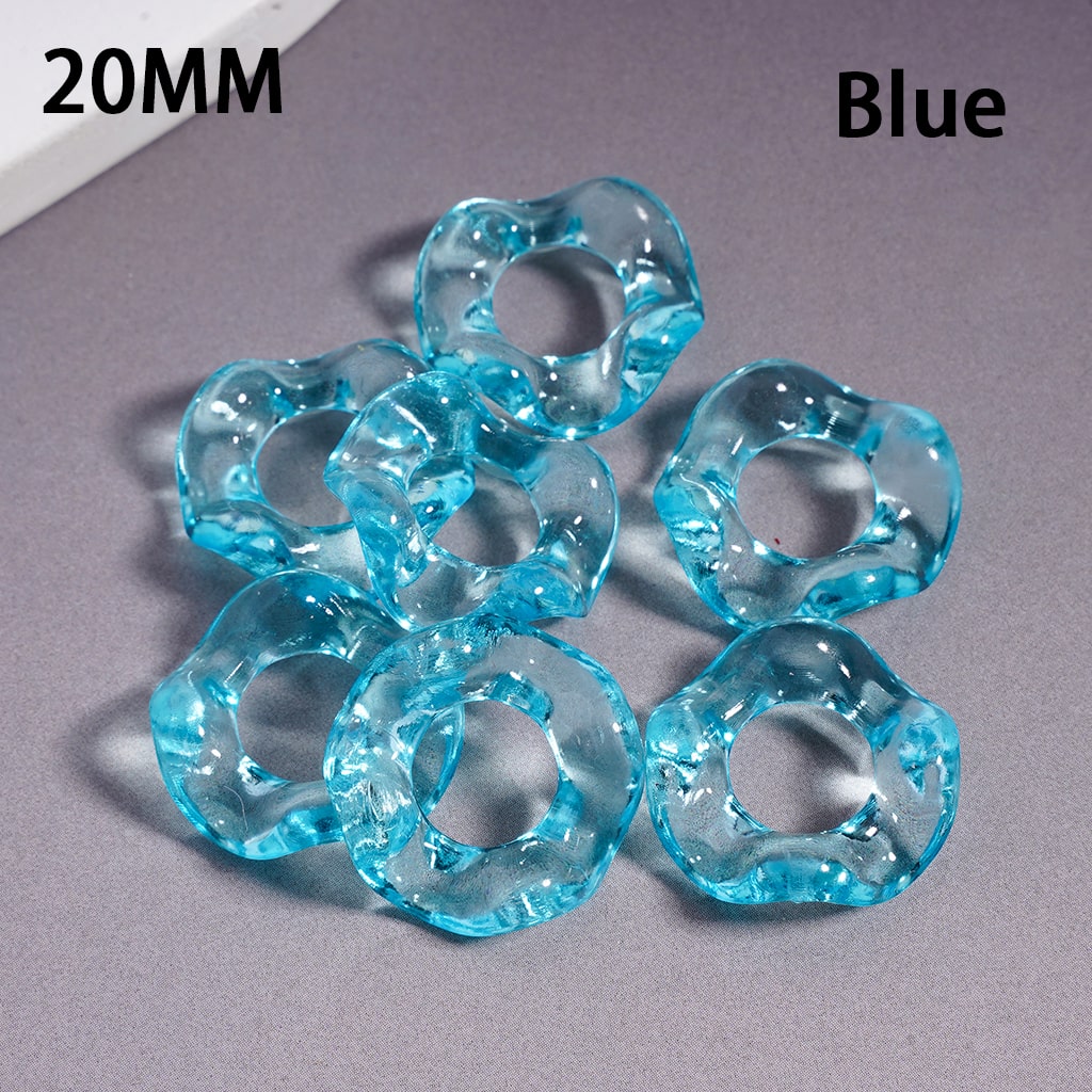 Wavy Shape Translucent Color Big Hole Acrylic Spacer Beads 20MM, Random Mix