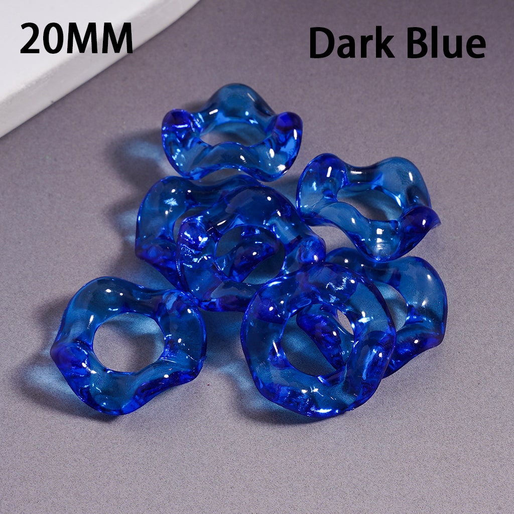 Wavy Shape Translucent Color Big Hole Acrylic Spacer Beads 20MM, Random Mix