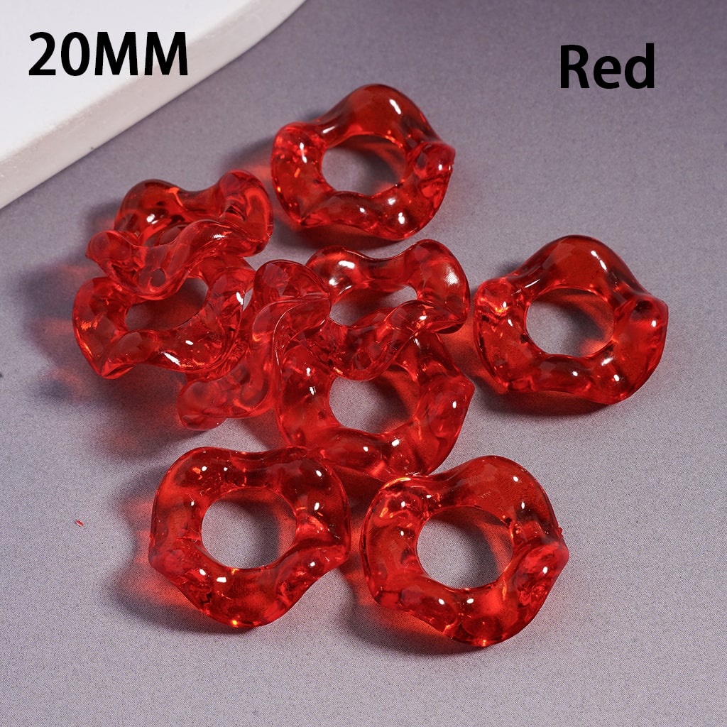 Wavy Shape Translucent Color Big Hole Acrylic Spacer Beads 20MM, Random Mix