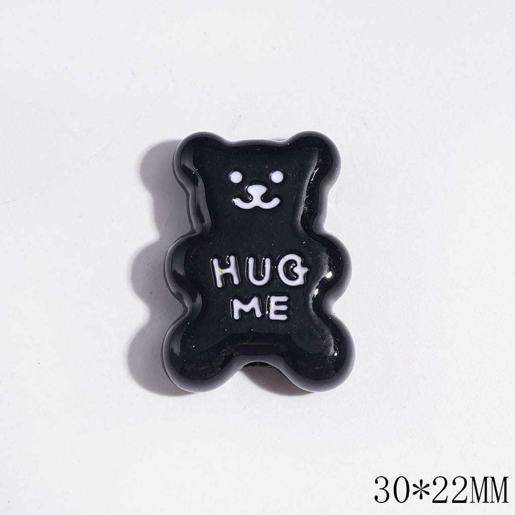 Sweet Bear Character with Text "HUG ME" on Chest Acrylic Beads, 30*22MM, Various Colors, Random Mix