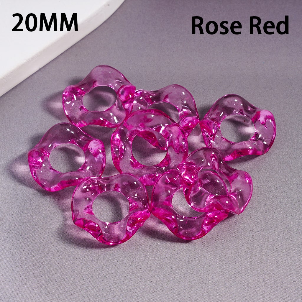 Wavy Shape Translucent Color Big Hole Acrylic Spacer Beads 20MM, Random Mix