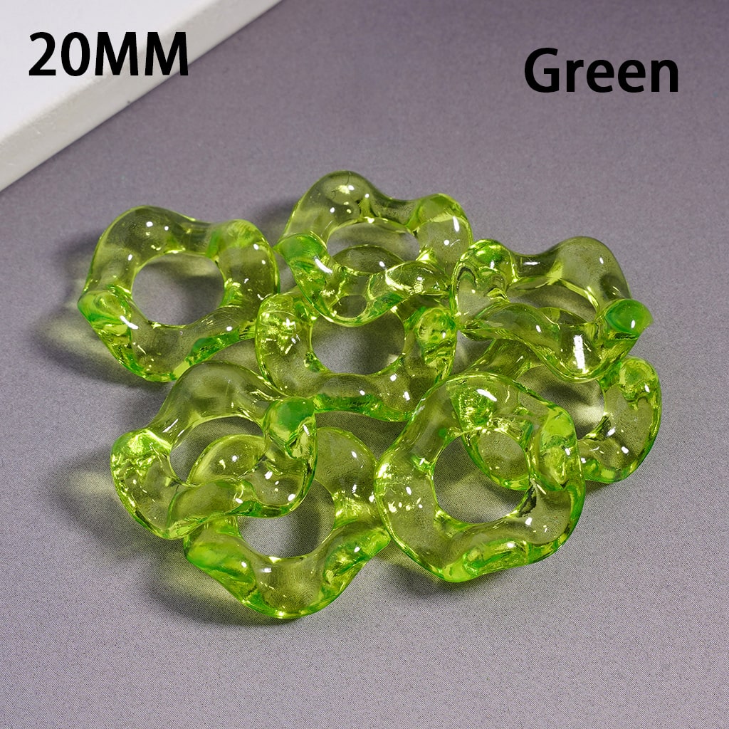 Wavy Shape Translucent Color Big Hole Acrylic Spacer Beads 20MM, Random Mix