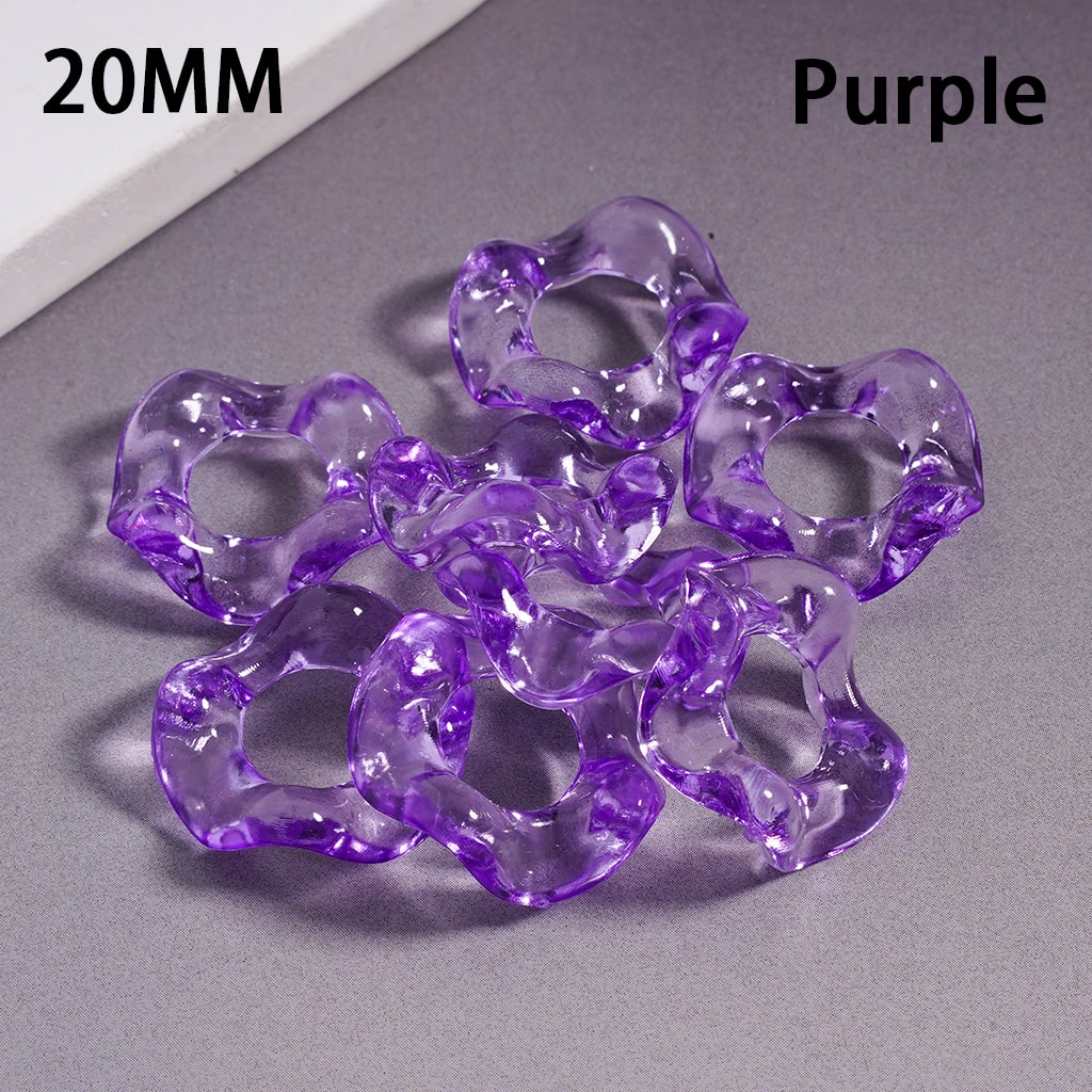 Wavy Shape Translucent Color Big Hole Acrylic Spacer Beads 20MM, Random Mix