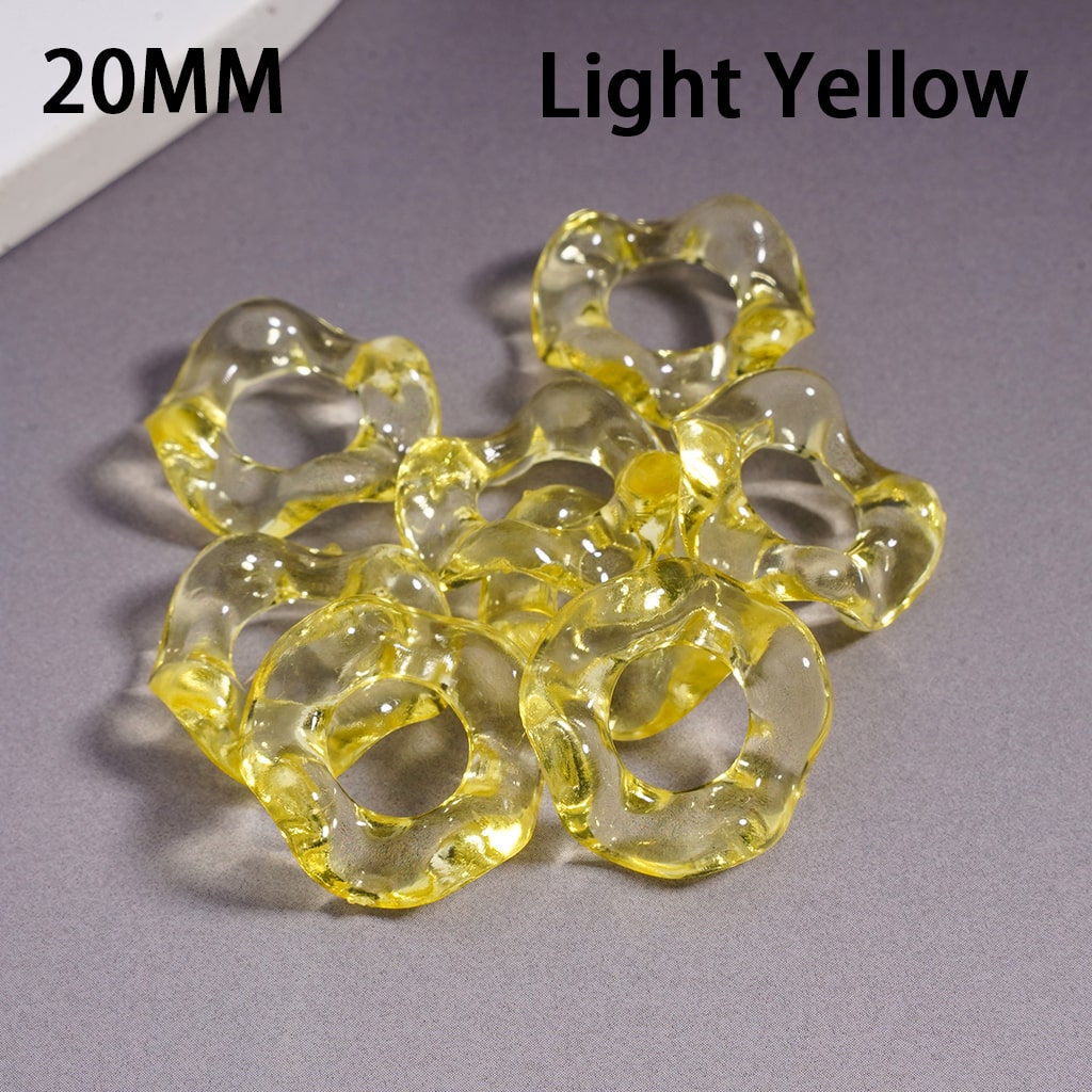 Wavy Shape Translucent Color Big Hole Acrylic Spacer Beads 20MM, Random Mix