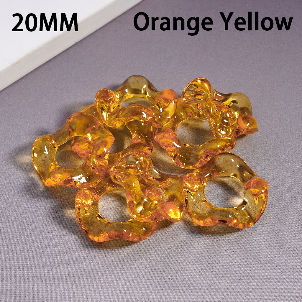 Wavy Shape Translucent Color Big Hole Acrylic Spacer Beads 20MM, Random Mix