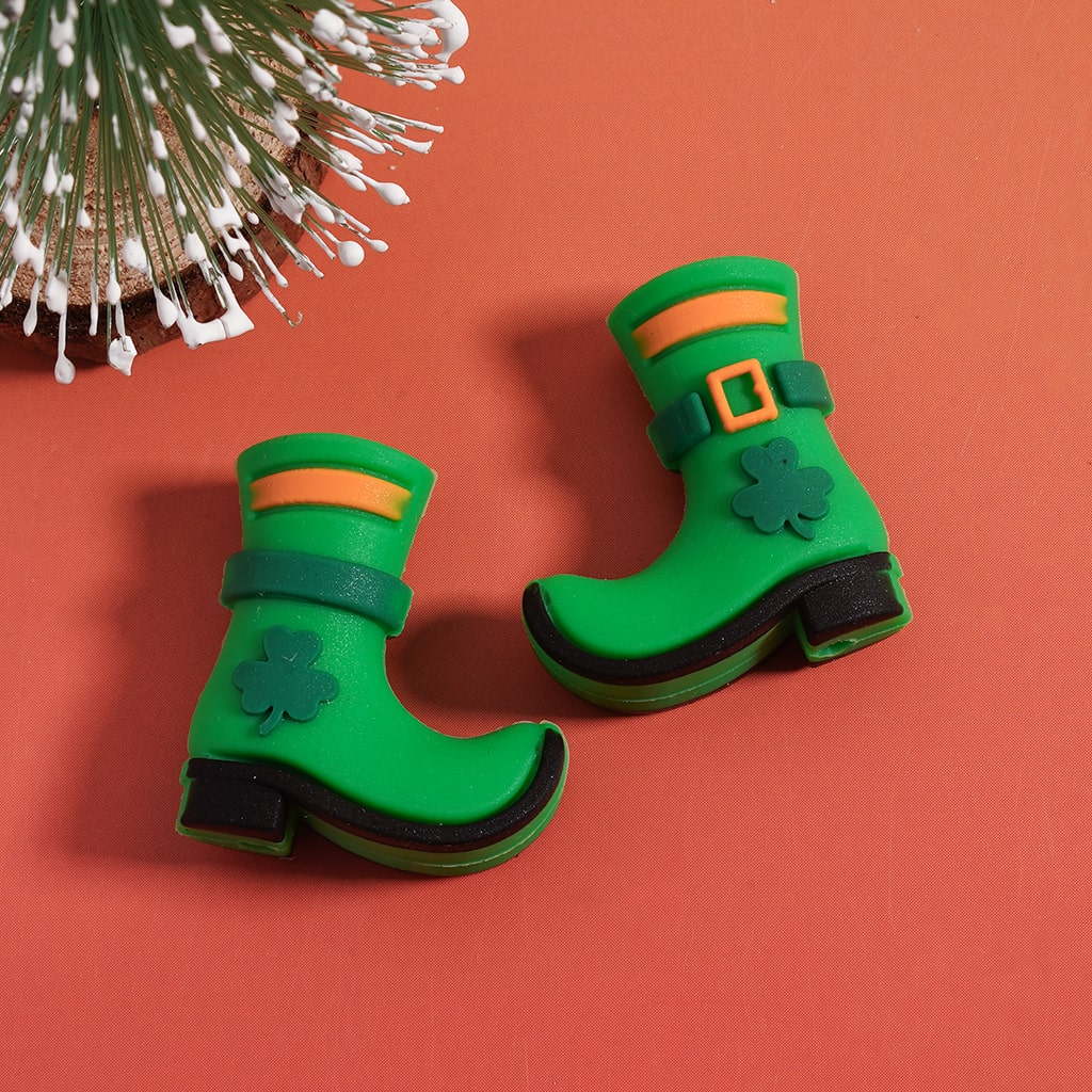 3D Gnome Saint Patrick’s Day Lucky Clover Series Silicone Focal Beads