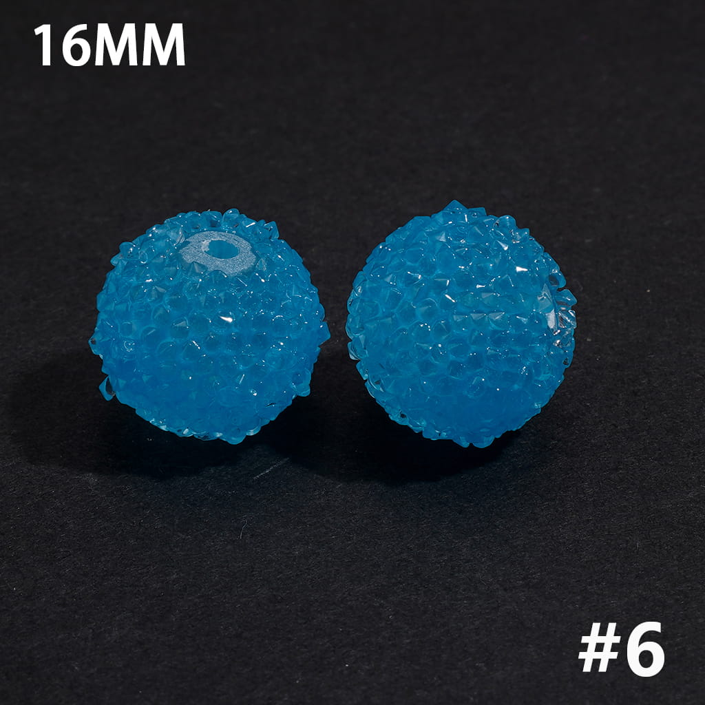 Fluorescent Sugar Beads with Mini Shiny Cone Rhinestones 16MM Multi-Color