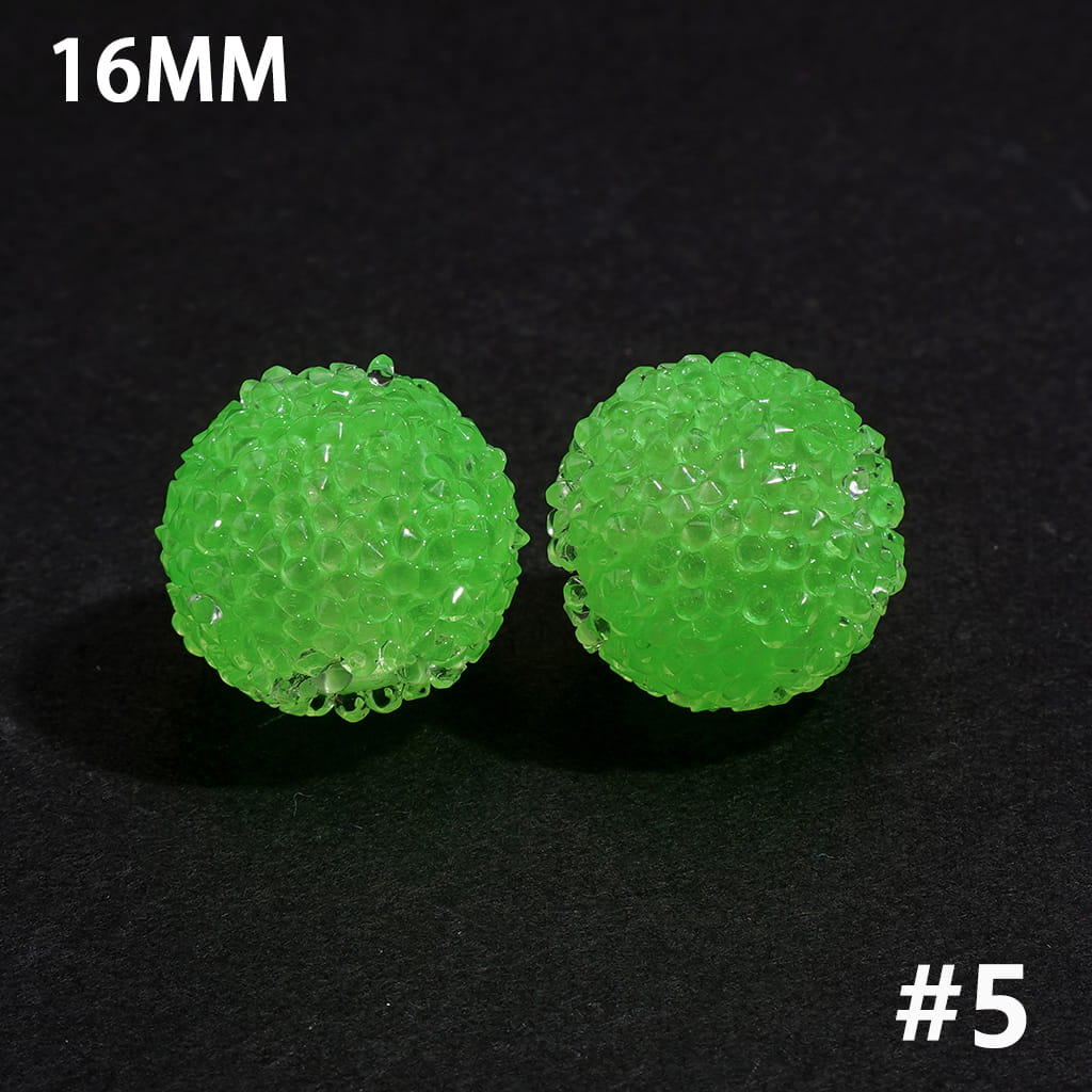 Fluorescent Sugar Beads with Mini Shiny Cone Rhinestones 16MM Multi-Color