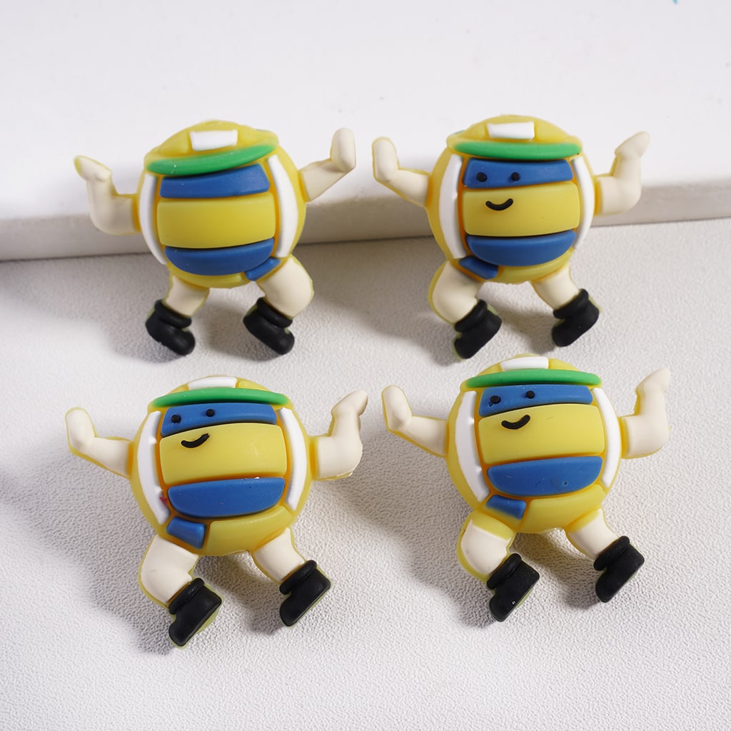 3D Cute Smiling Volleyball with Green Bandanna Sporty Silicone Focal Beads