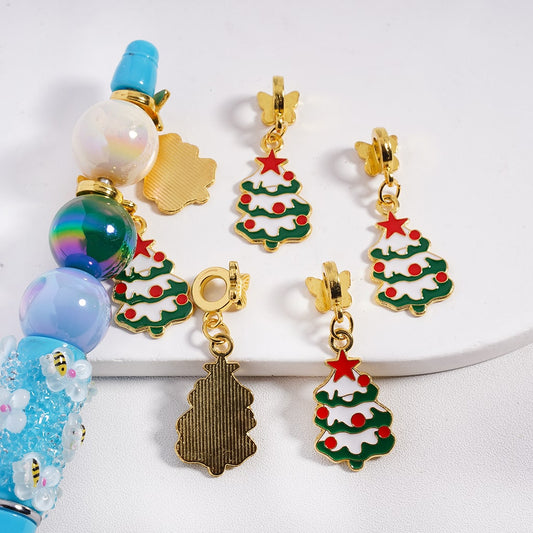 Christmas Magic Gold Bail Butterfly,Star & Tree Charms Snow Pendants Acrylic Beads