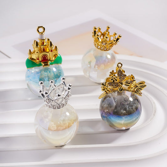 Gold & Silver Alloy Crown & Castle Charms Jewelry Accessories, Random Mix