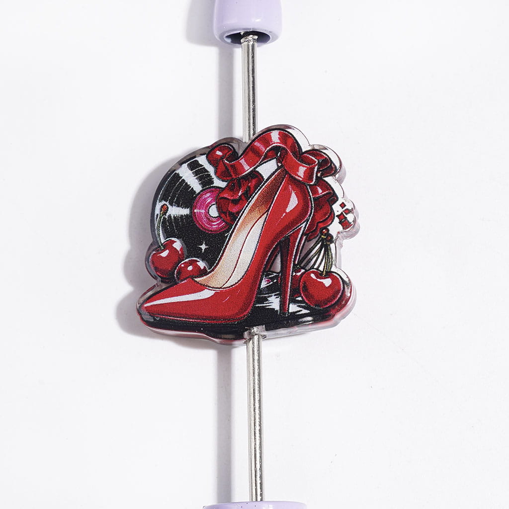 Glamorous High-Heel Shoe Designs in Assorted Styles Semi-Clear Acrylic Beads, Random Mix
